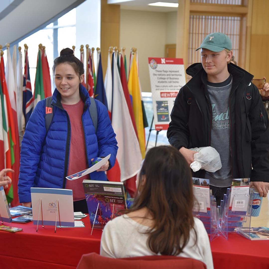 Students attend an International Education Week event in 2018.