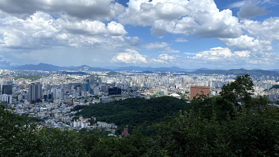 Cityscape from the park near the North Seoul Tower