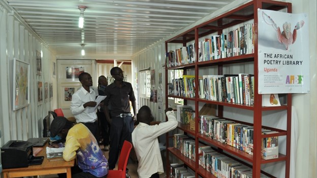 Patrons use the African Poetry library in Uganda