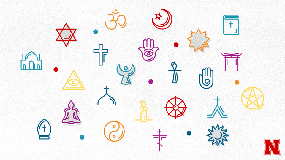 Icons of different religious symbols of various faiths