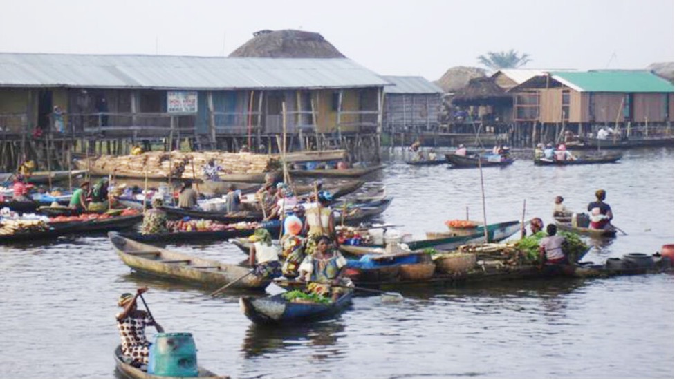 Pirogues (canoes) are the main mode of transportation in Ganvié, Benin. 