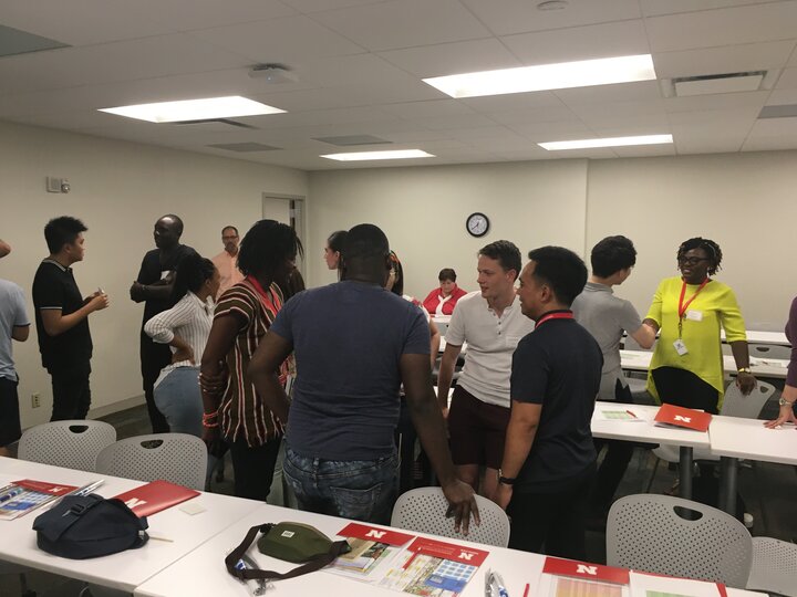 International students participating in group discussions 