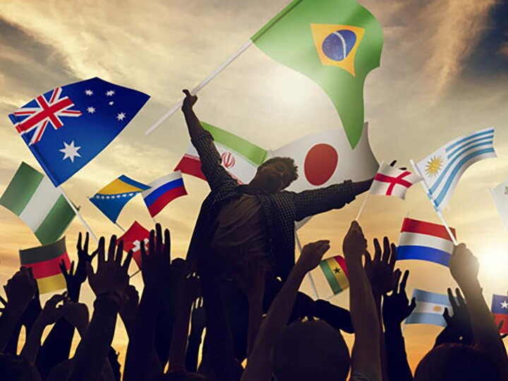 Global social event with flags