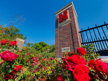 University of Nebraska pillar at entry way