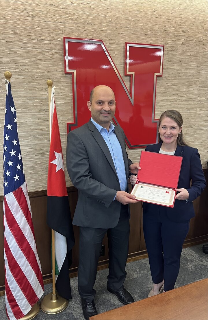 Nebraska Professor Fadi Alsaleem pictured with Traci Gunderson of UNL Global Affairs.