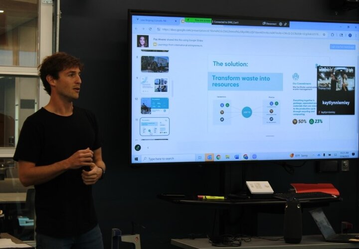 Ramirez presenting to Engler students.