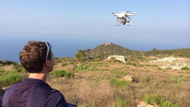 Man flying drone in Turkey.